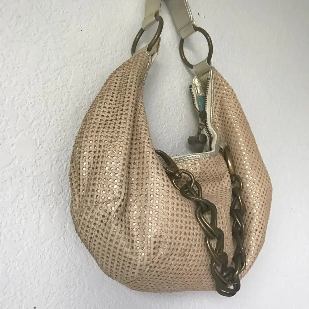 BABEE D LEATHER HOBO W/ CHAIN BAG